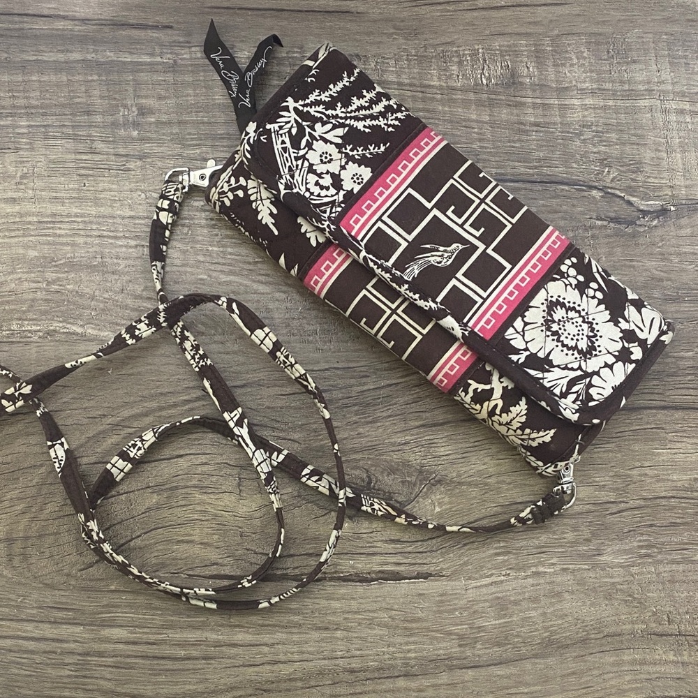Vera Bradley Black and White Floral Crossbody with Pink Accents